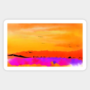 Orange Abstract Sunset Sticker